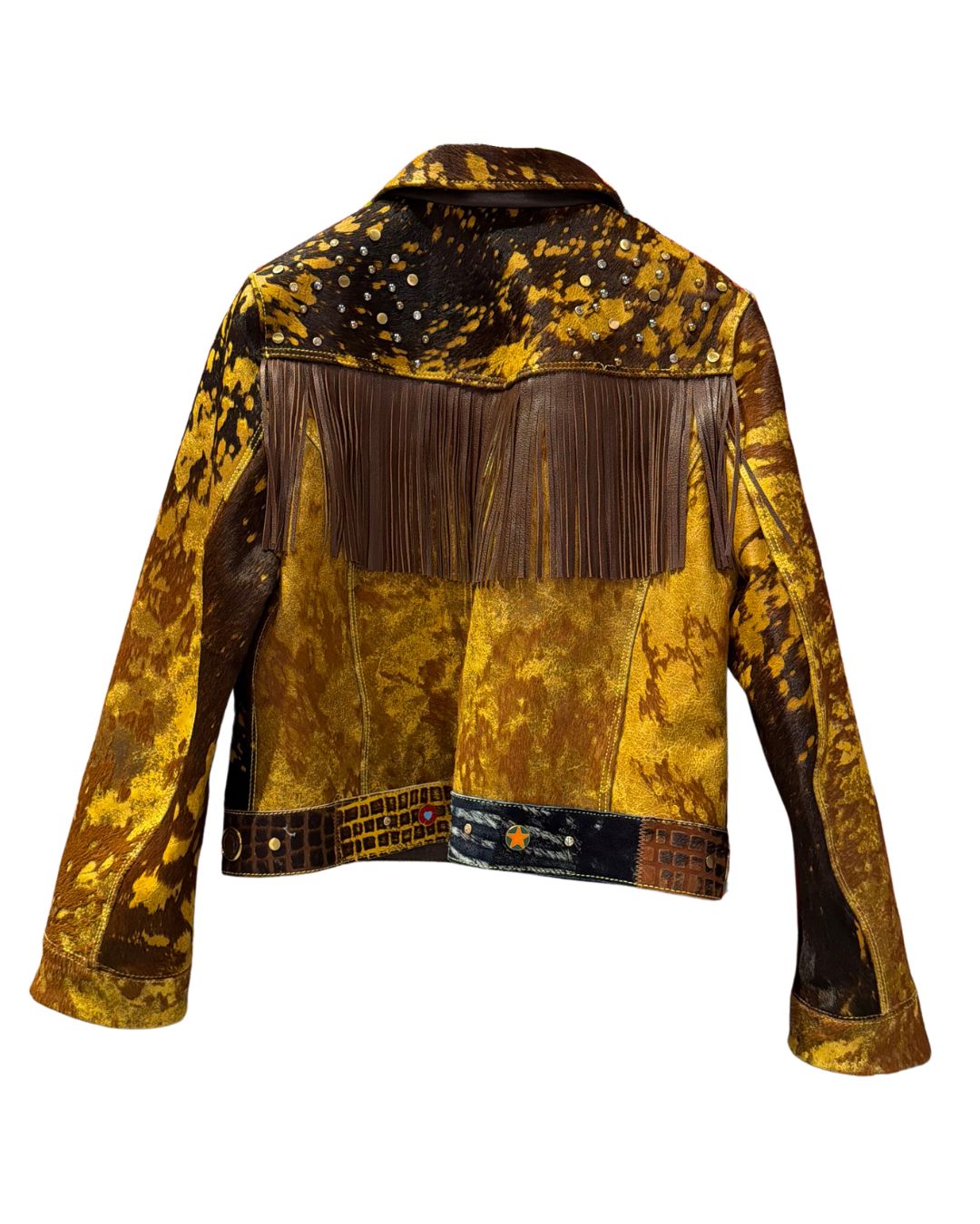 Yellow Leather Jacket Fringes