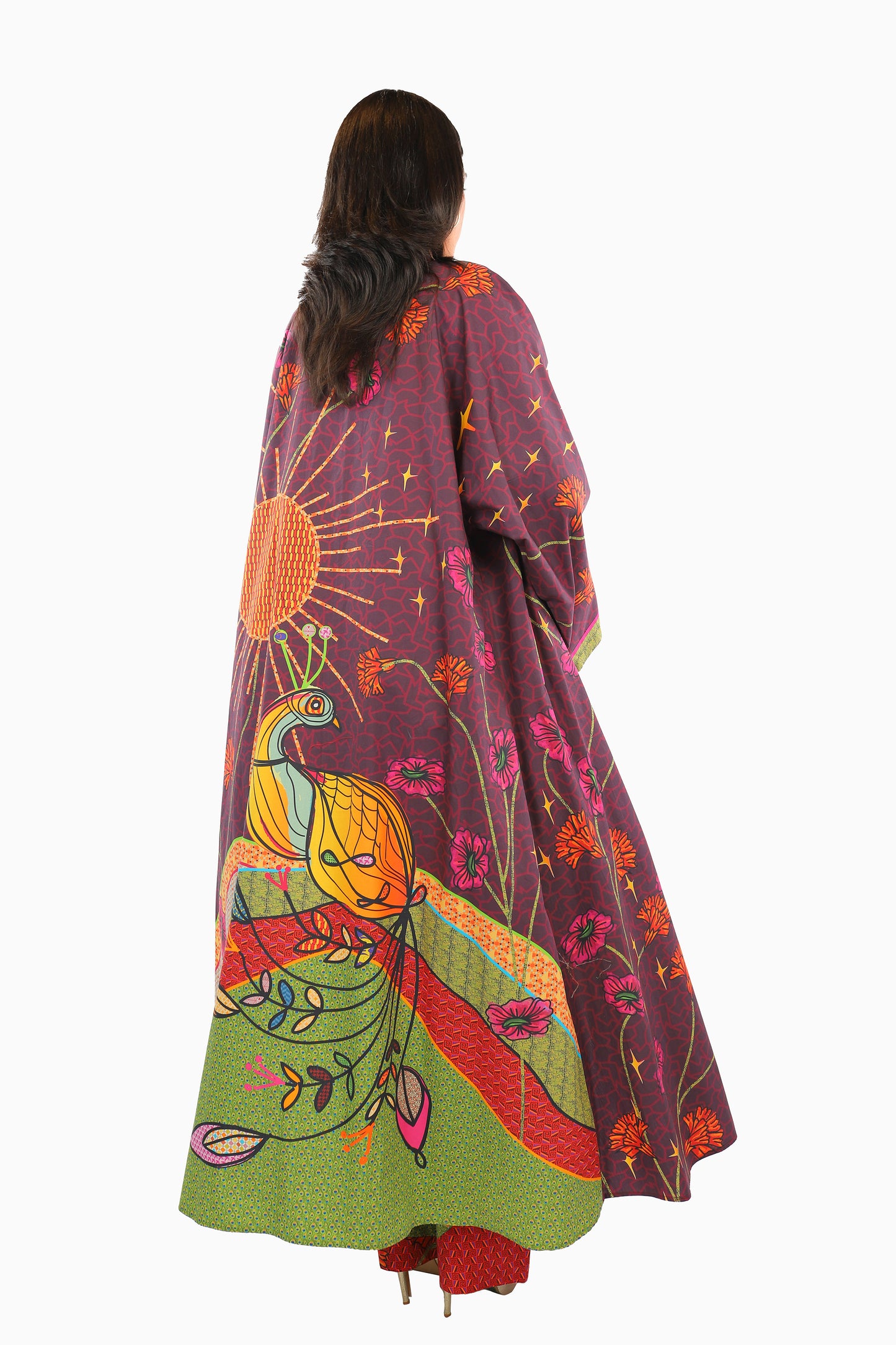 Peacock sunset kimono