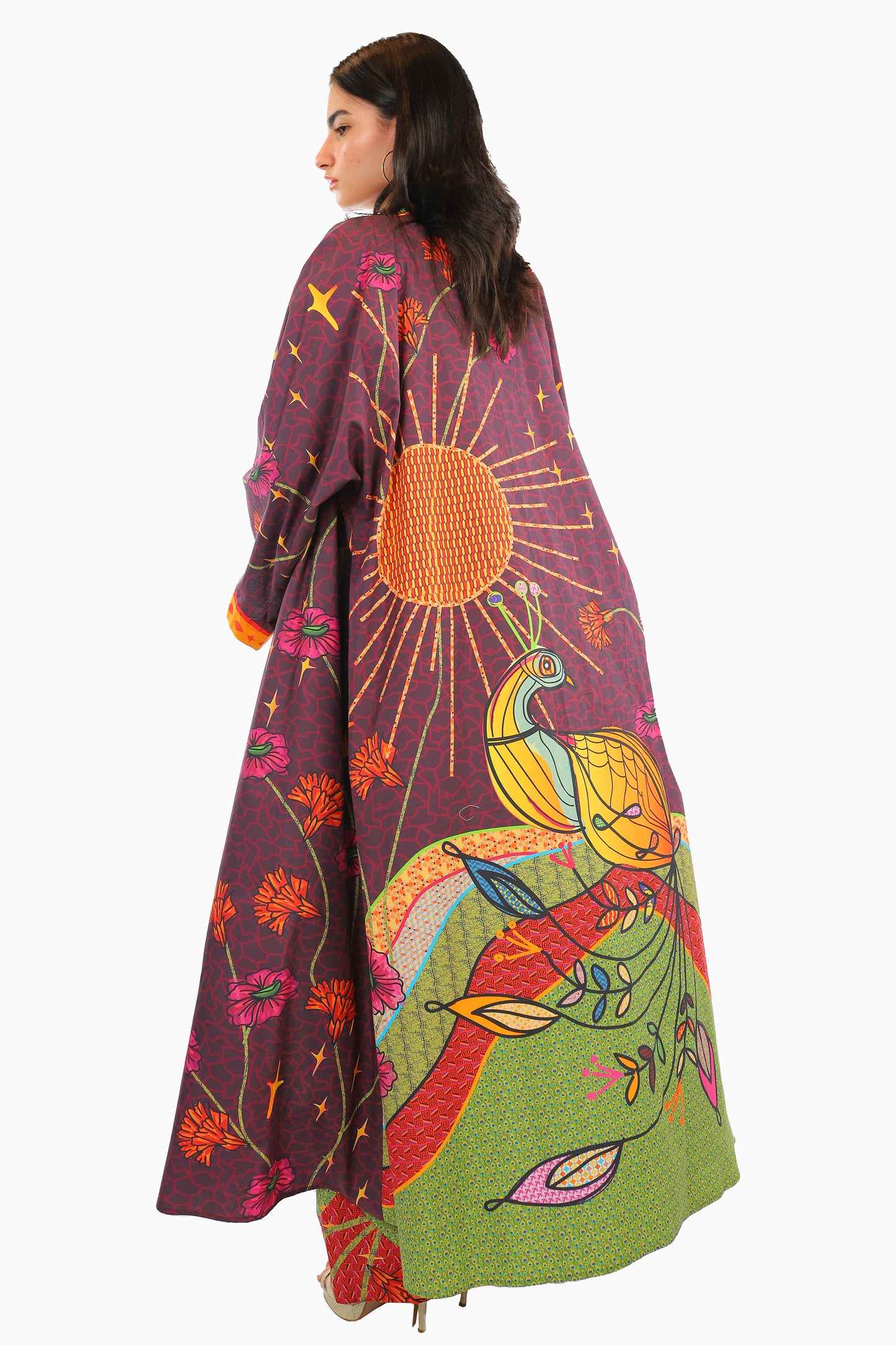Peacock sunset kimono