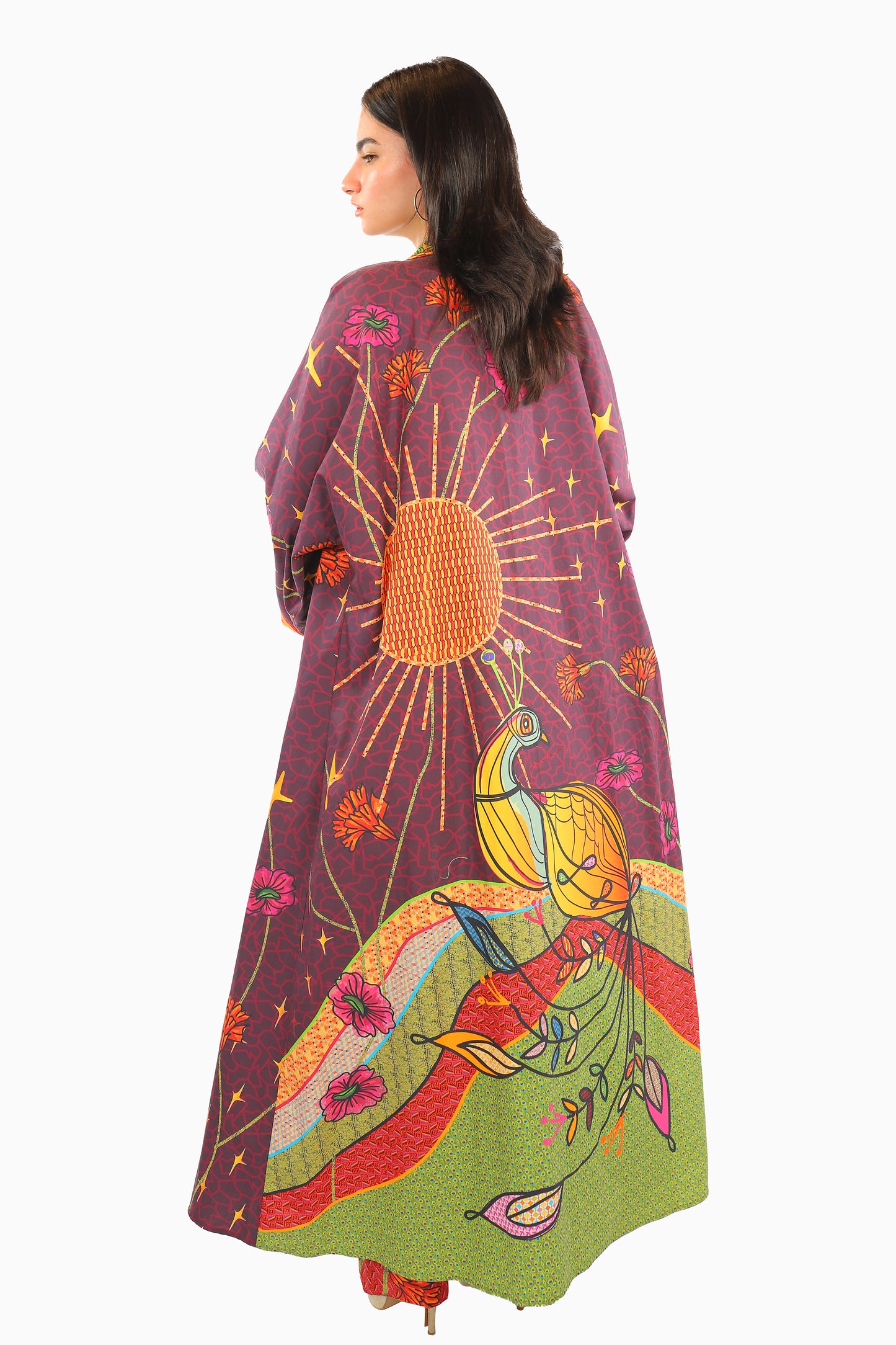 Peacock sunset kimono