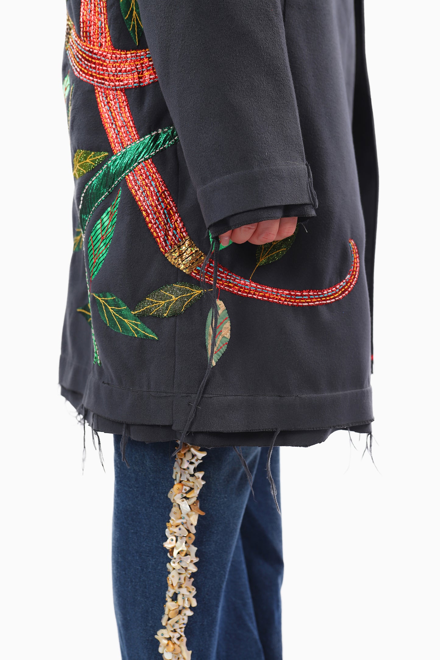 Cropped Grey Khayameya Snake Coat