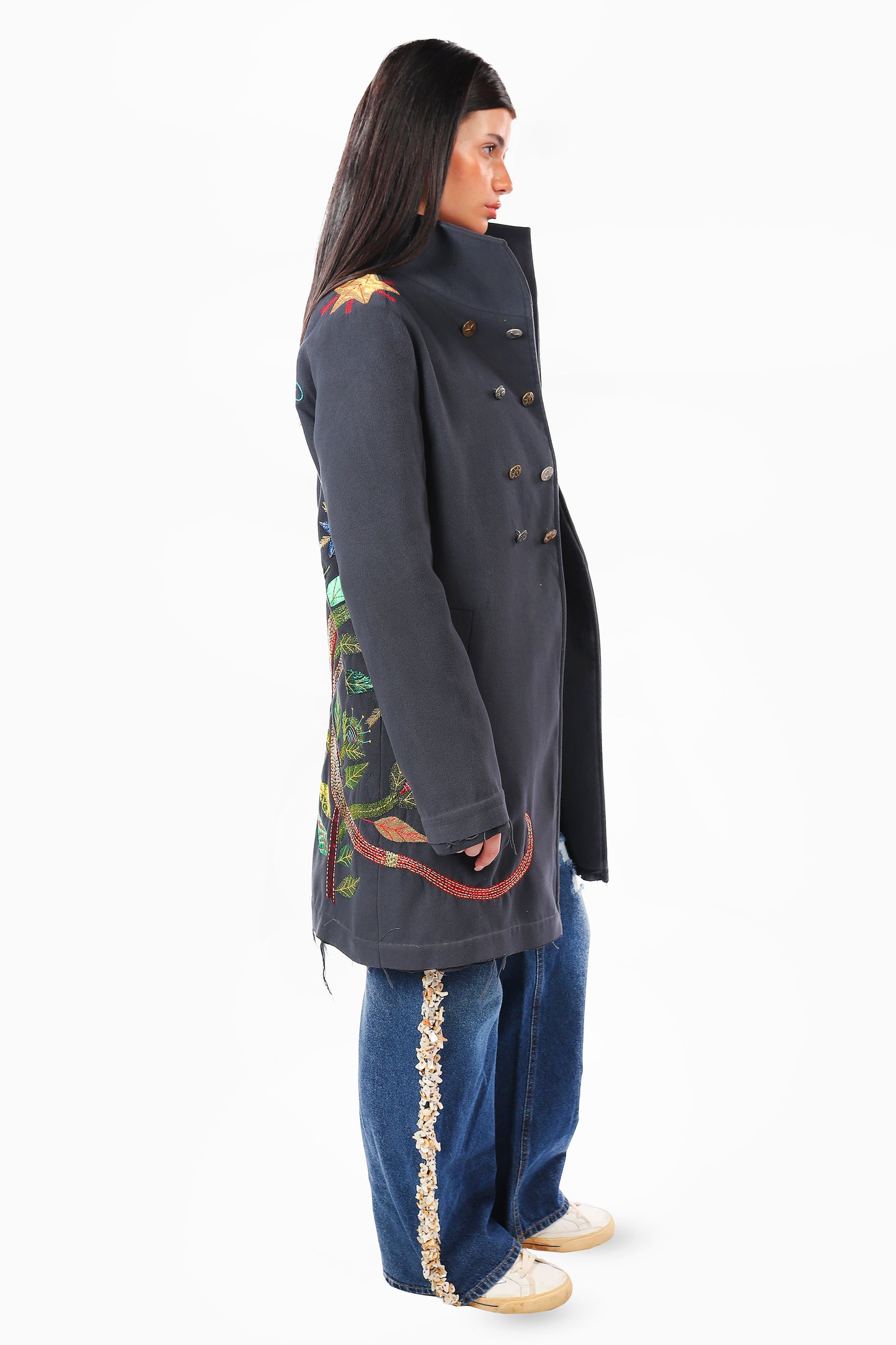 Cropped Grey Khayameya Snake Coat