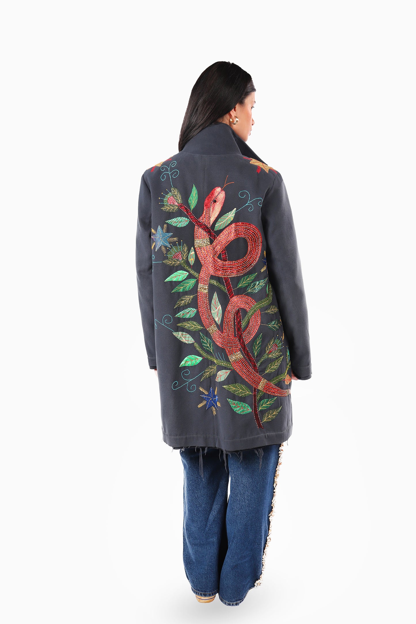 Cropped Grey Khayameya Snake Coat