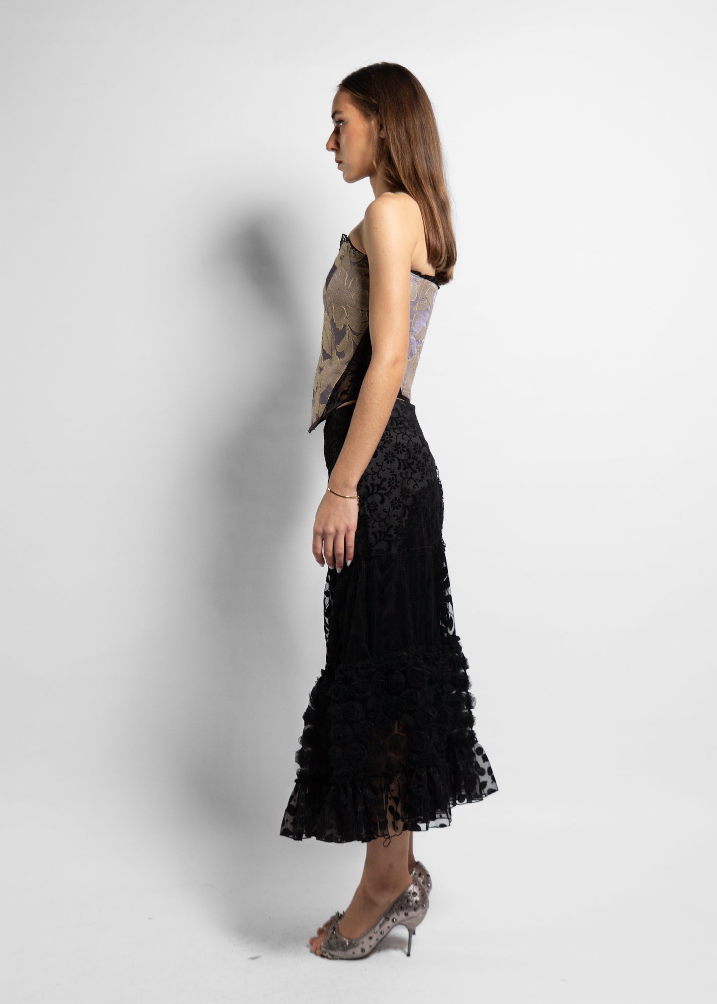 Black Floral Dentelle Cropped