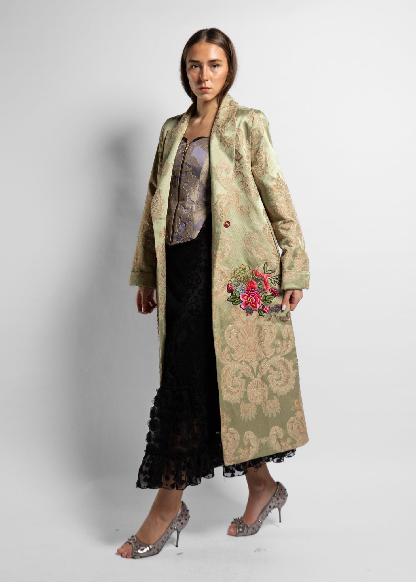Damask Floral Long Jacket