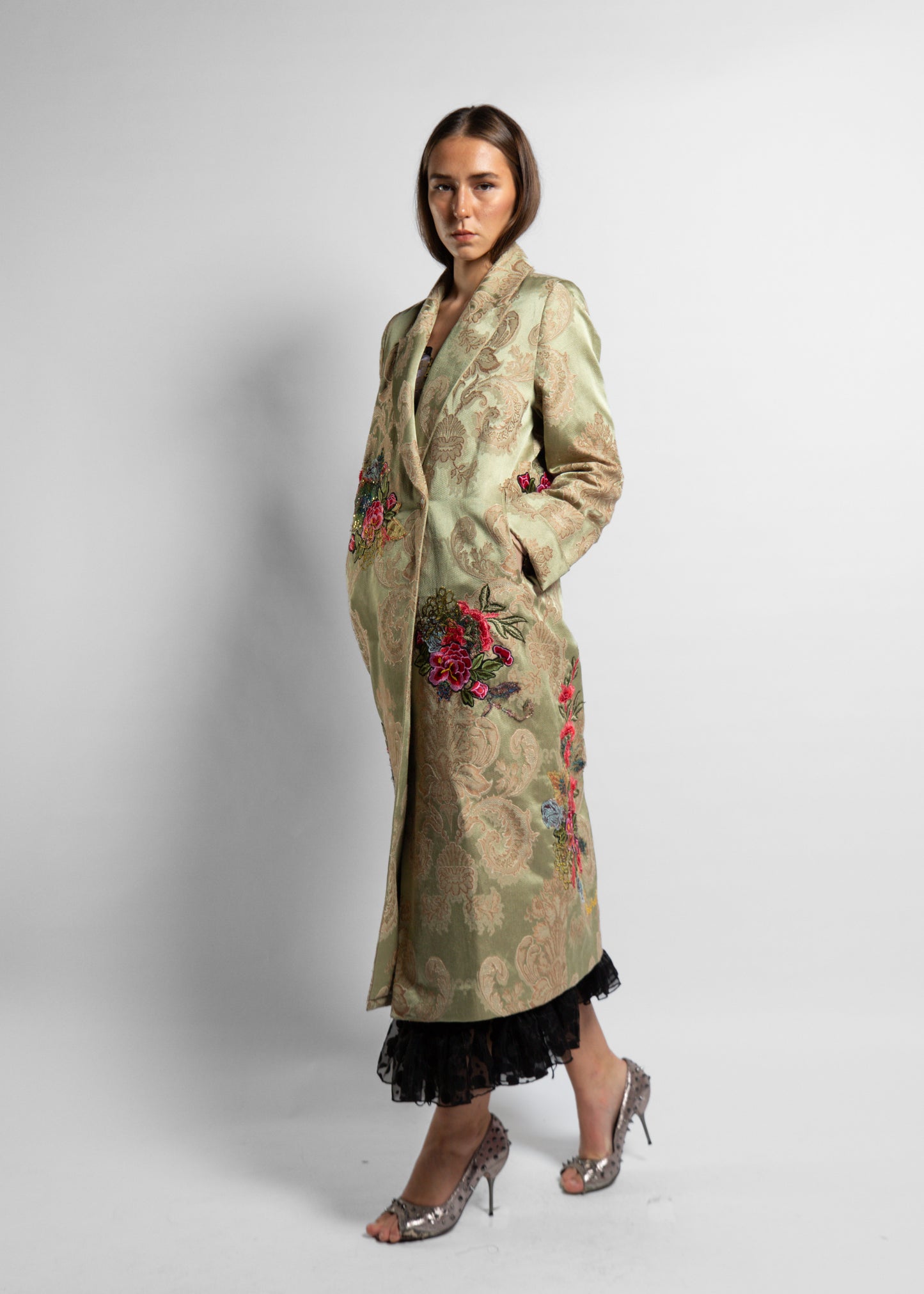 Damask Floral Long Jacket