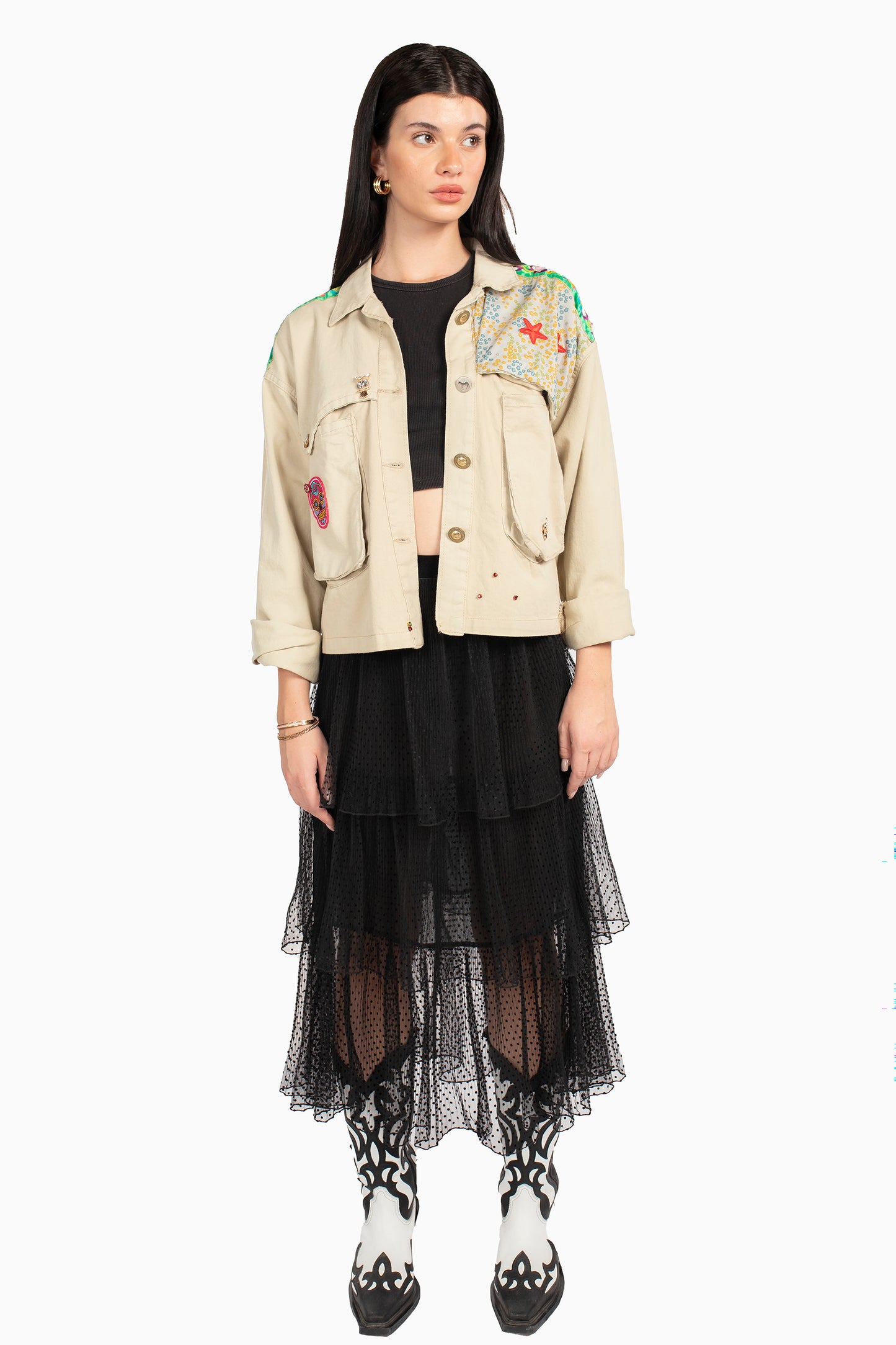 Twin Jacket In Beige Denim