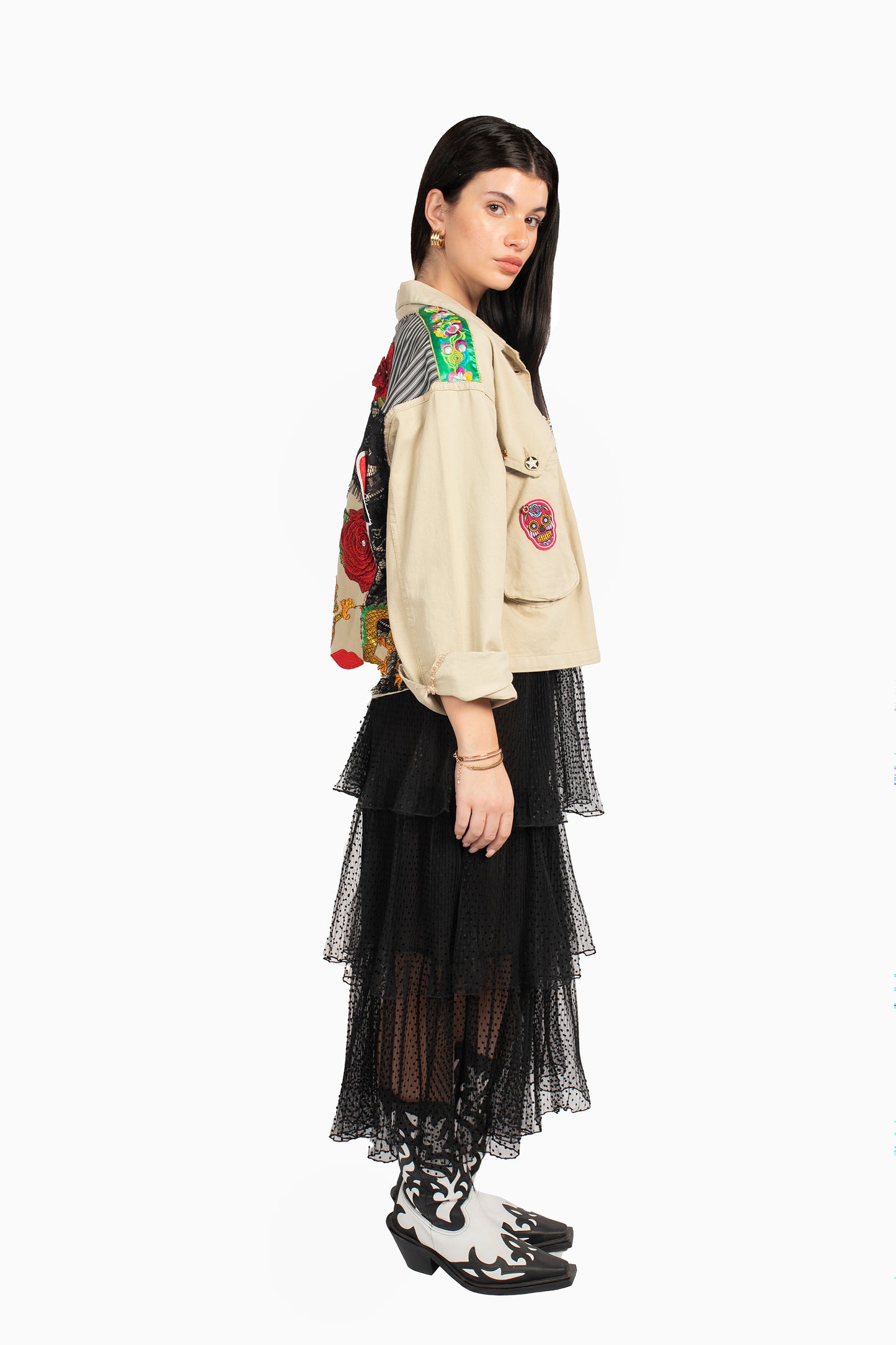 Twin Jacket In Beige Denim