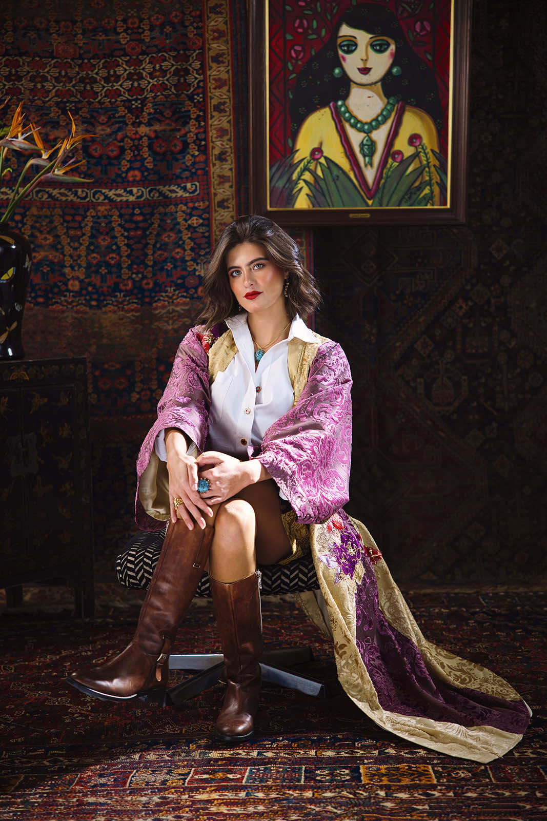 Kharshouf short Skirt (Pink Pasley)