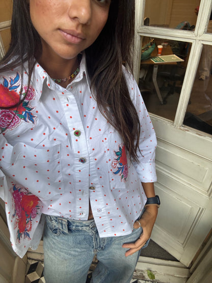 Embroidered Polkadot City Shirt