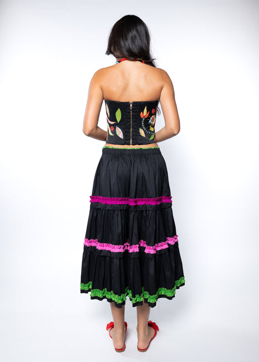 Long Carmen multi teared Skirt
