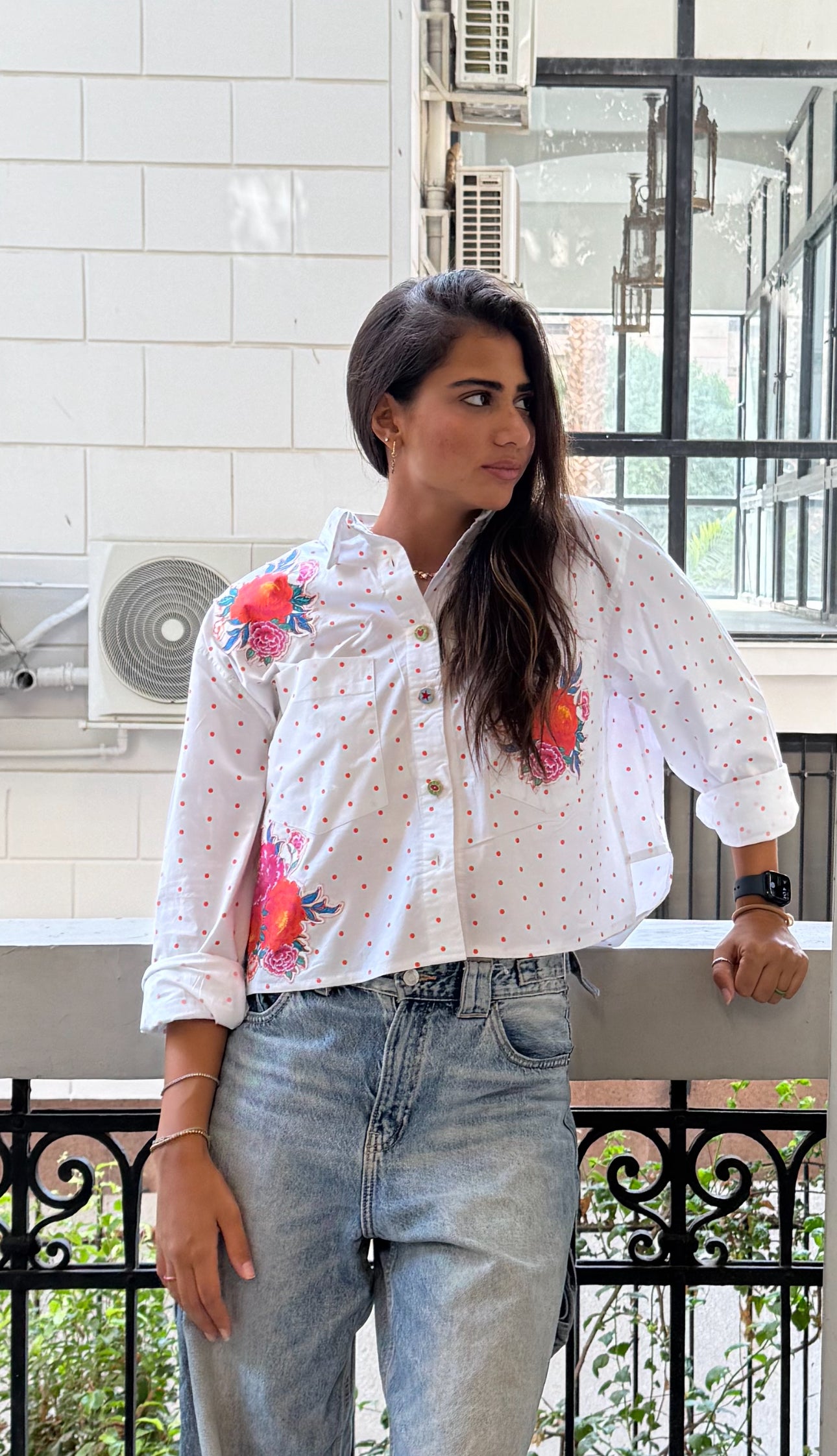 Embroidered Polkadot City Shirt