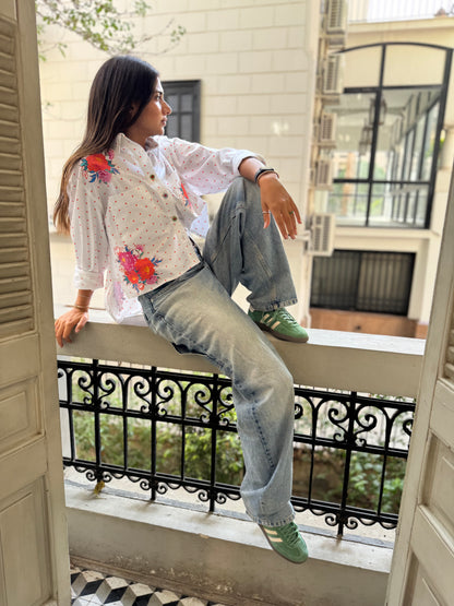 Embroidered Polkadot City Shirt