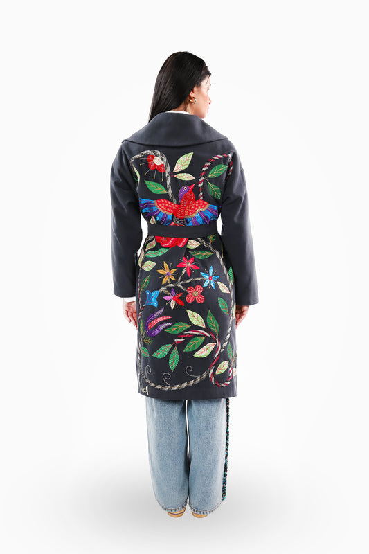 Cropped Grey Khayameya Bird Coat