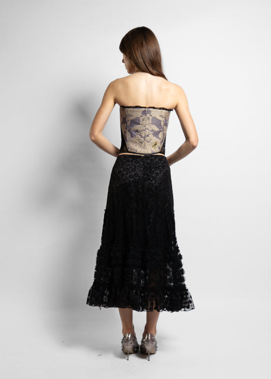 Black Floral Dentelle Cropped