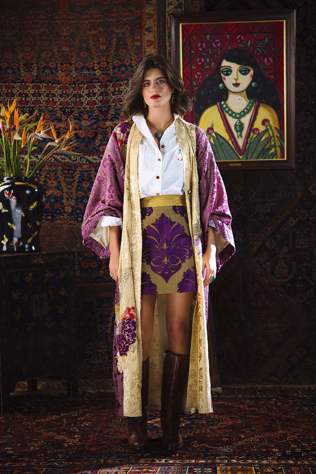 Kharshouf Short Skirt (Purple-Gold)