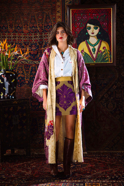 Kharshouf Short Skirt (Purple-Gold)