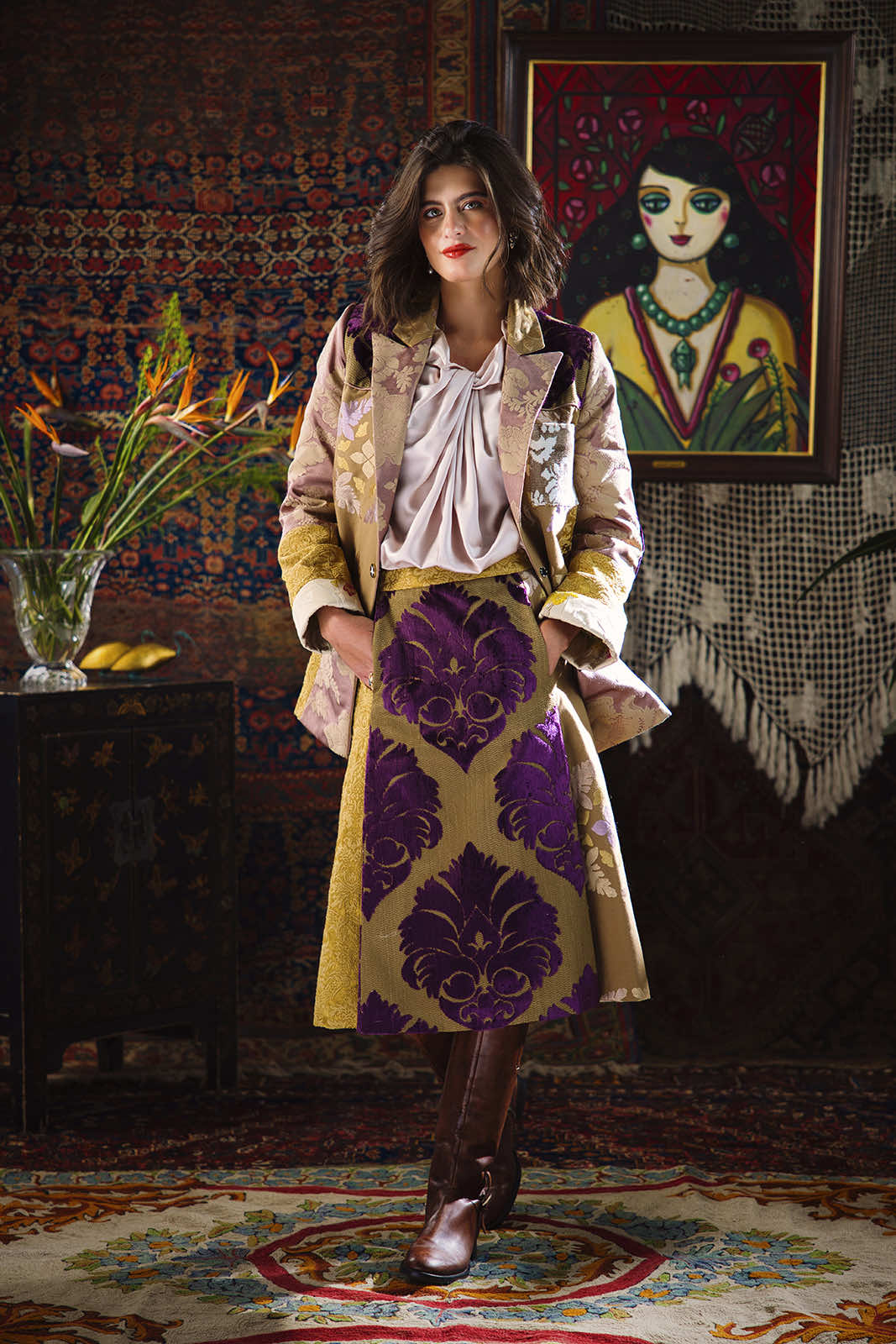 Kharshouf Long Skirt (Pink-Blue)