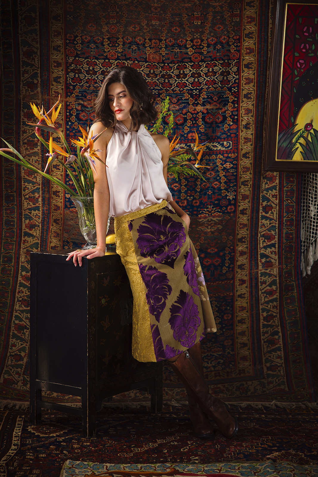 Kharshouf Long Skirt (Pink-Blue)