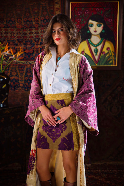 Kharshouf Short Skirt (Purple-Gold)