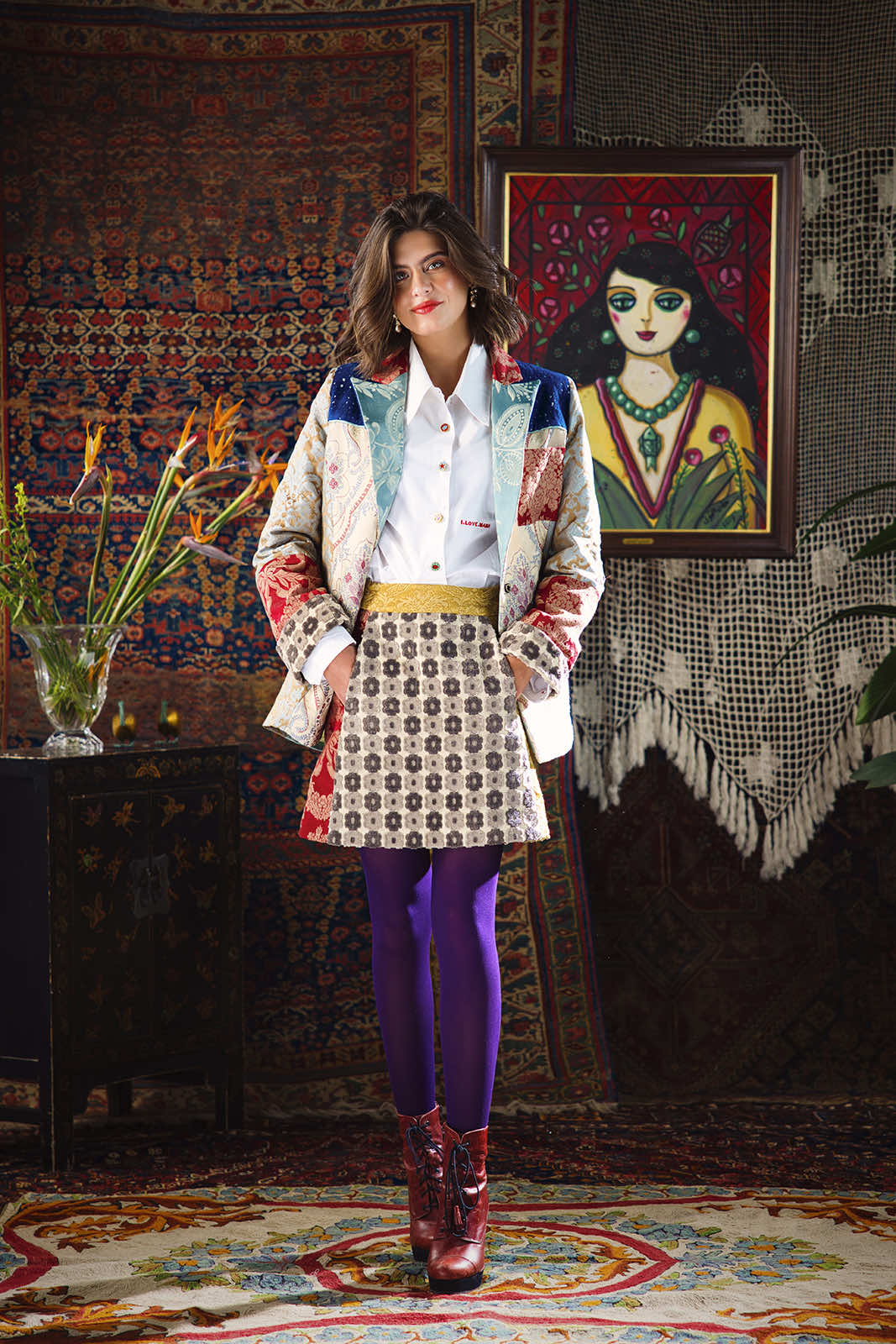 Kharshouf Short Skirt (Red-Blue)