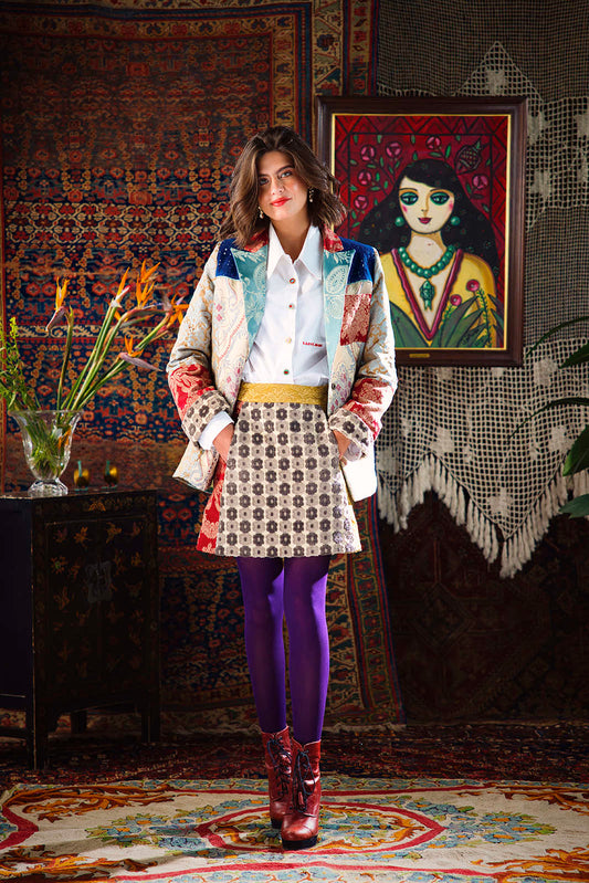 Kharshouf Short Skirt (Red-Blue)