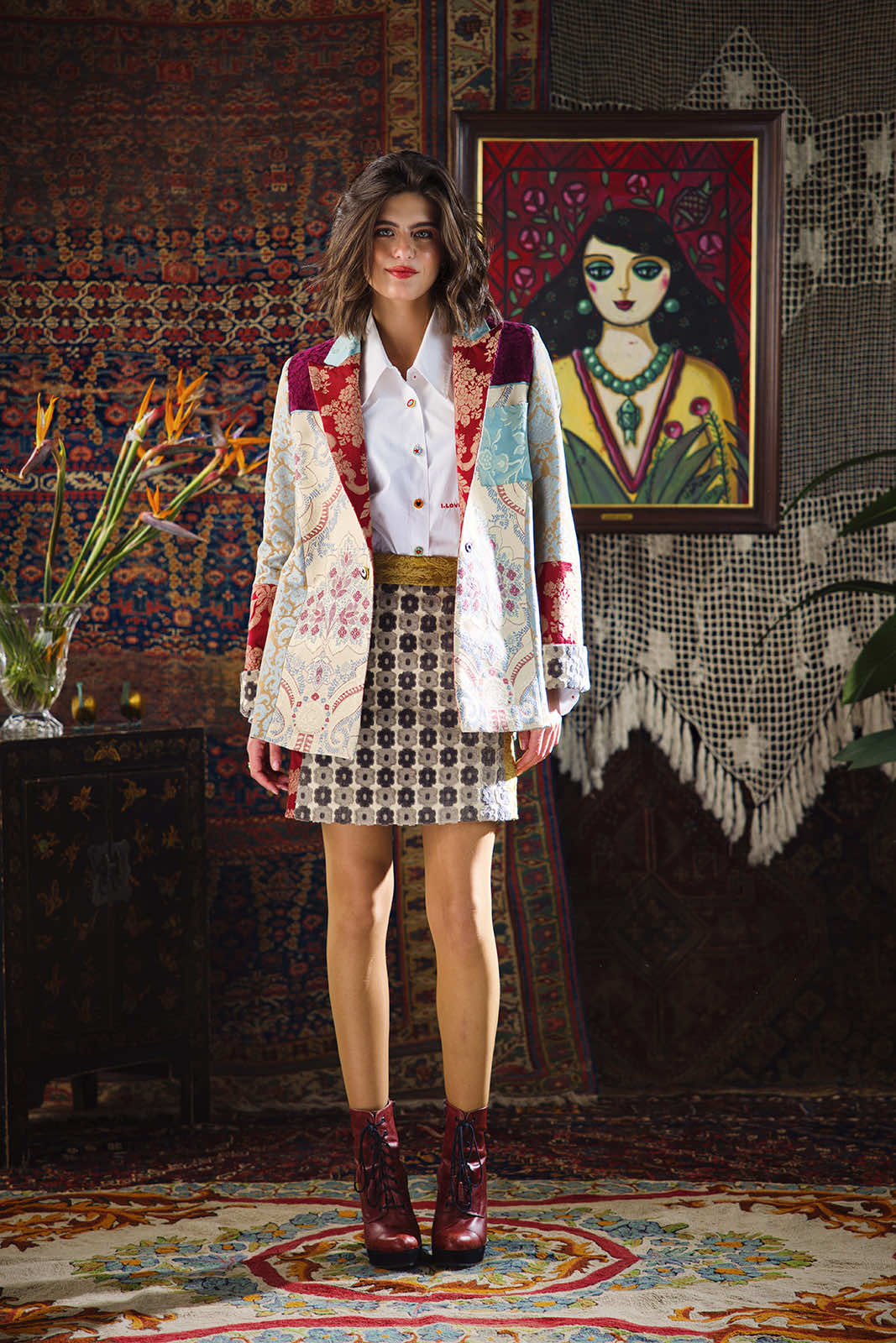 Kharshouf Oversized Blazer (Burgundy Heart)