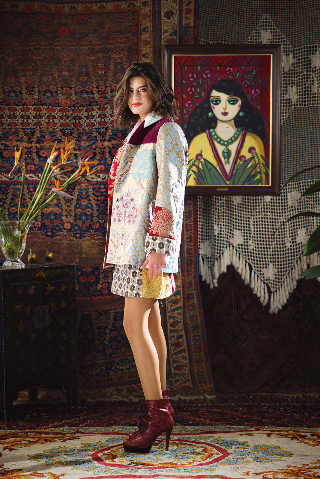 Kharshouf Oversized Blazer (Burgundy Heart)