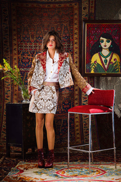 Kharshouf Cropped Blazer in Red