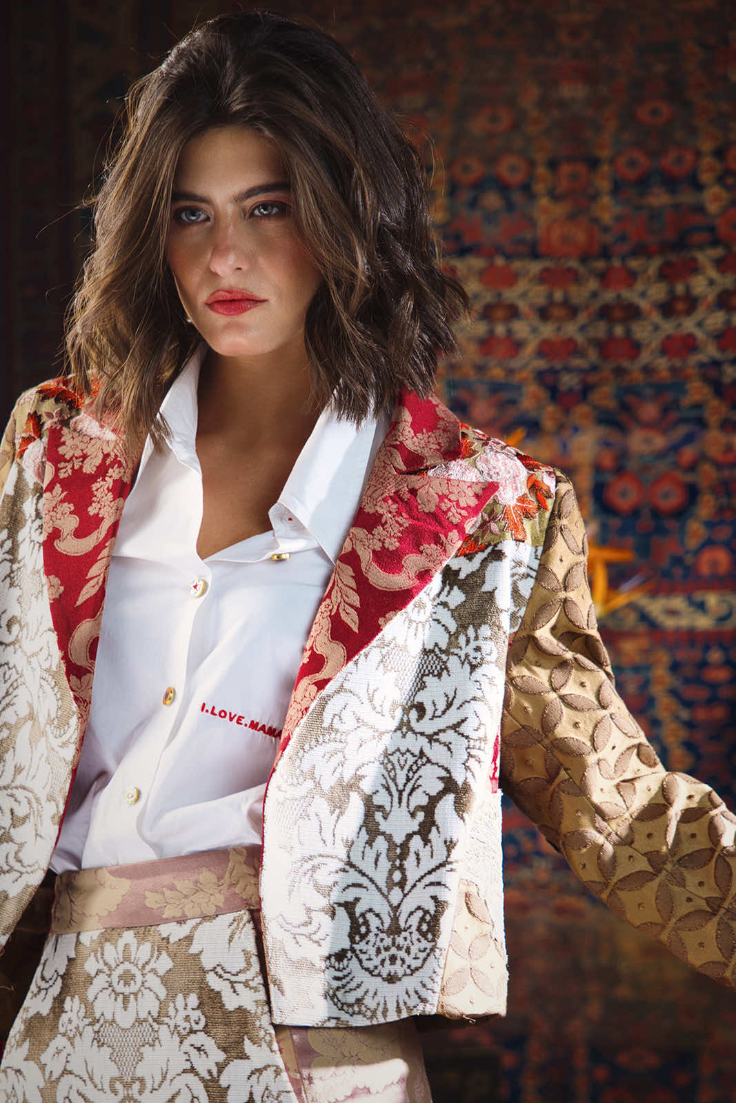 Kharshouf Cropped Blazer in Red