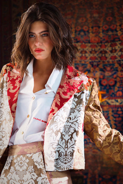 Kharshouf Cropped Blazer in Red