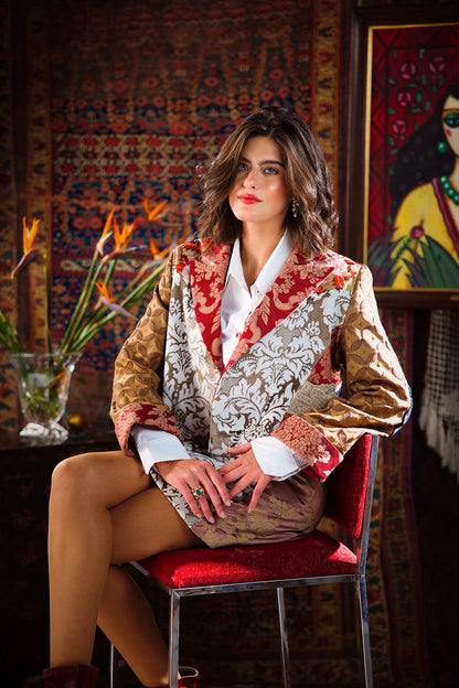 Kharshouf Cropped Blazer in Red