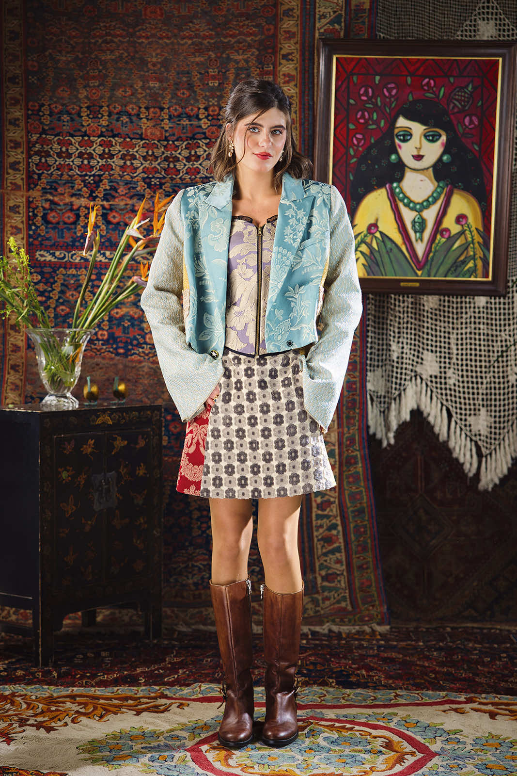 Kharshouf Short Skirt (Red-Blue)