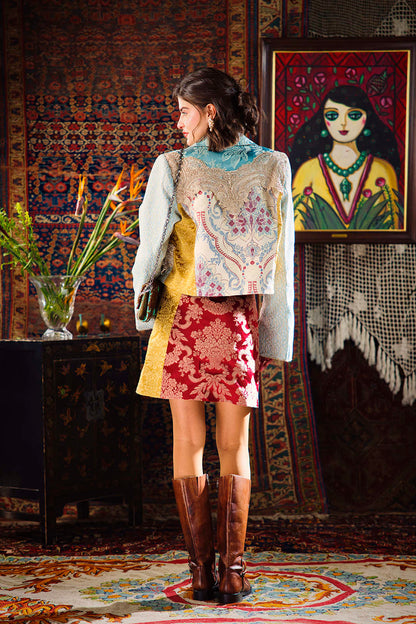 Kharshouf Short Skirt (Red-Blue)