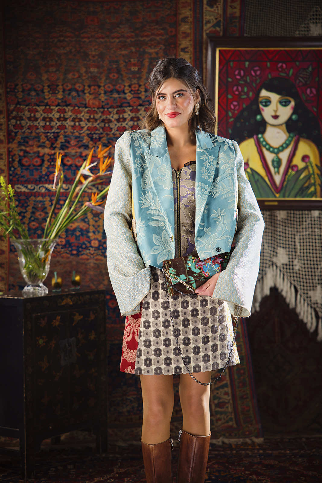 Kharshouf Cropped Blazer (Blues)