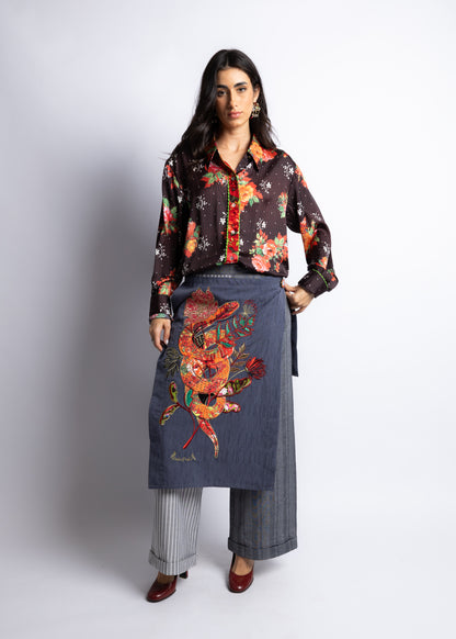 Envelope Pants Snake Embroidery