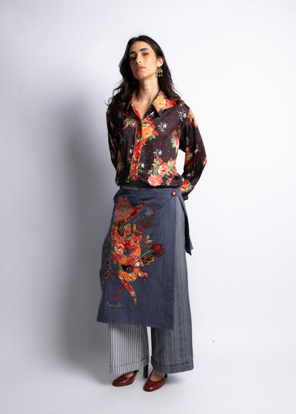 Envelope Pants Snake Embroidery